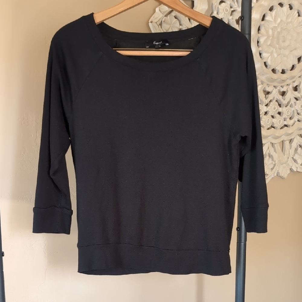 Express Black 3/4 Sleeve Top S